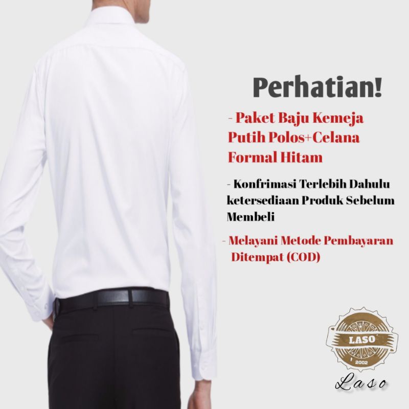 Set Kemeja putih polos dan celana formal/Kemeja putih polos/Celana formal pria slimfit/Kemeja formal/Setelan kemeja dan celana kantor