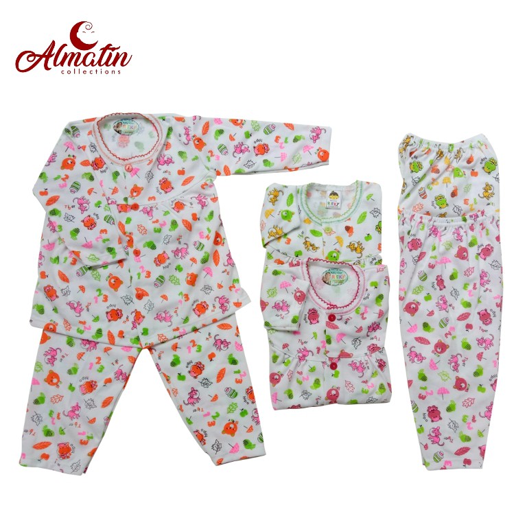 Baju Bayi Piyama Hippo Rifky / 3 Pcs Setelan Panjang Bayi Newborn Motif Murah ( 3 Pasang )