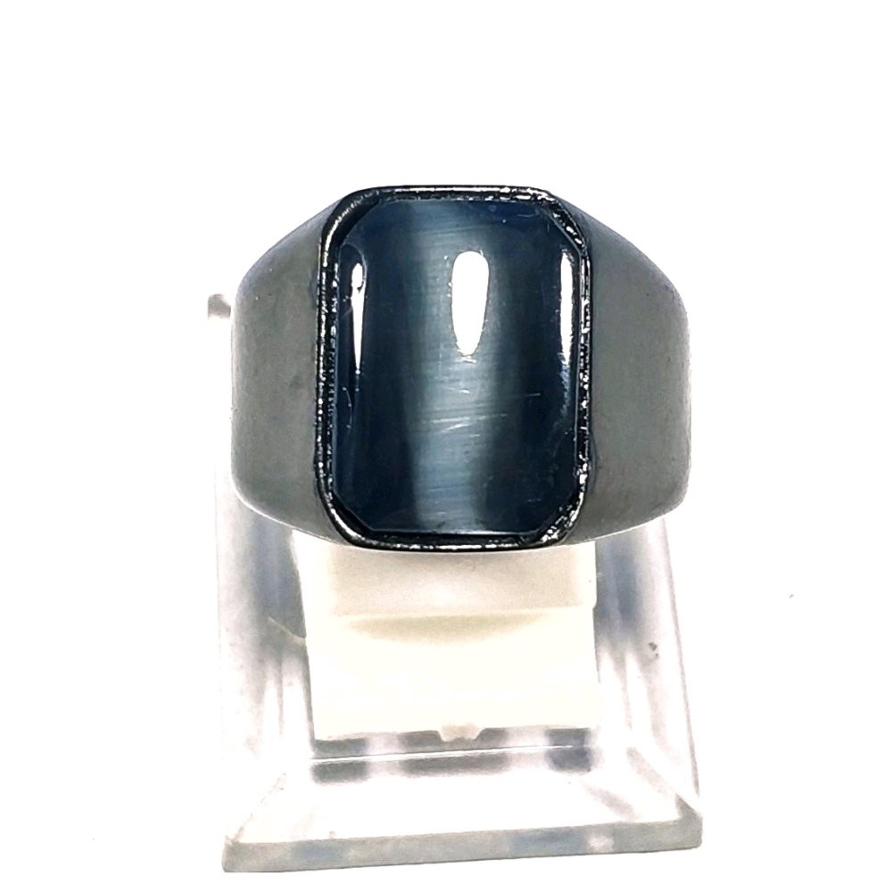 CINCIN BATU AKIK TITANIUM HITAM BLACK CAT EYE SQUARE PRESISI GARIS TENGAH