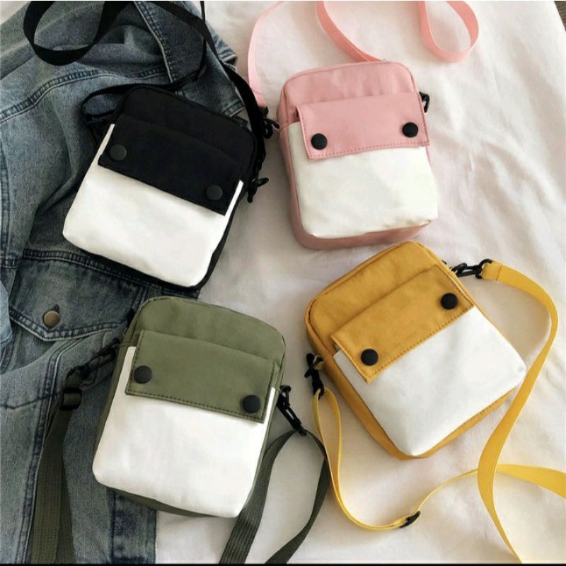 dem_sare / DS1146 YORIE Tas Selempang Slingbag Polos Sling Bag Tas Selempang Mini Kombinasi Selempang Wanita Fashion Trendy Kekinian