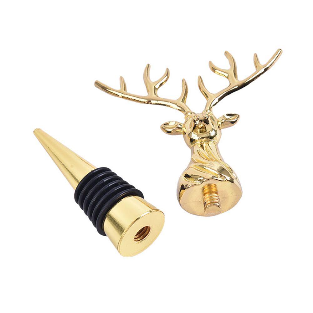 Solighter Deer Stag Head Wine Beer Stoppers Reusable Plug Sealer Bebas Bocor Memopa Kesegaran Stainless Steel