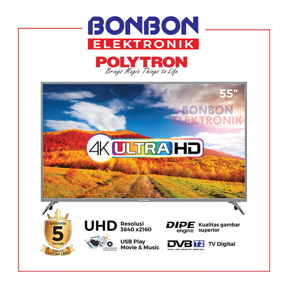 [PROMO] Polytron LED TV 55 Inch 4K UHD PLD 55US8850 DIGITAL ULTRA HD