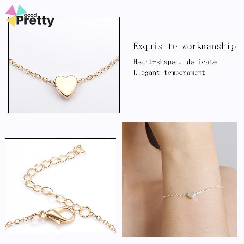 Gelang Bentuk Hati Bahan Alloy Lapis Emas Untuk Wanita  - PD - PD