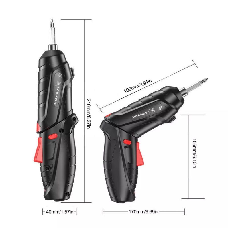 Mini obeng bor baterai elektrik bisa dilipat mode lurus dan gun portabel cordless tanpa kabel