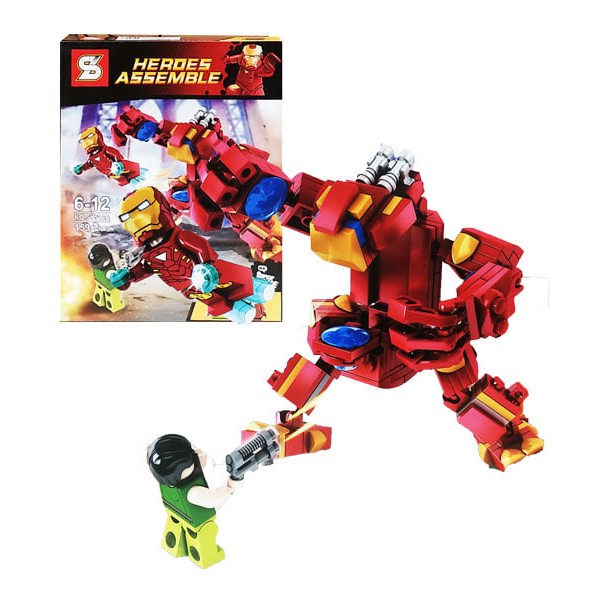 Mainan blok lego Iron Man HEROES ASSEMLE IRON MAN 159PCS - SY516A