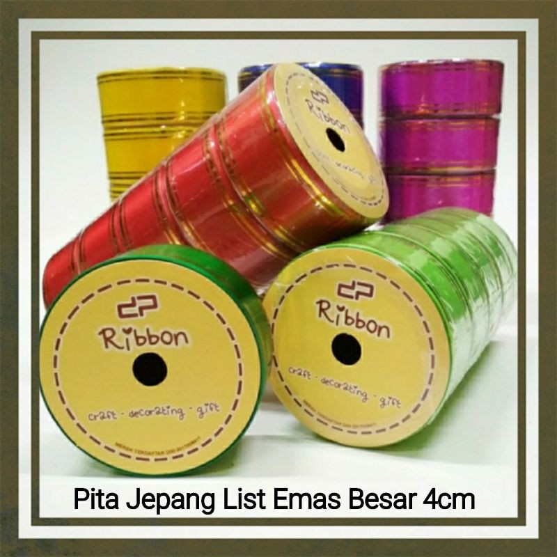 

Pita Jepang List Emas Besar 1.5 Inch 1.5" 4cm Pita Kado Gold Strip