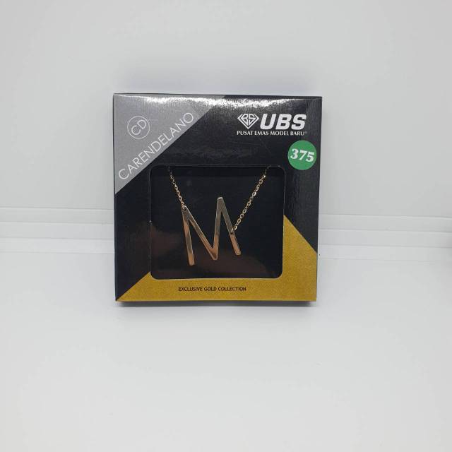 Kalung Emas 375 Alpha Beta Milea UBS Carendelano Huruf M