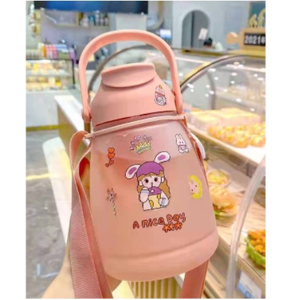 Botol Minum Viral Motivasi Penanda Waktu + Sticker 1.3 L / Botol Big Belly Gradasi Doff 1300ml KJ100