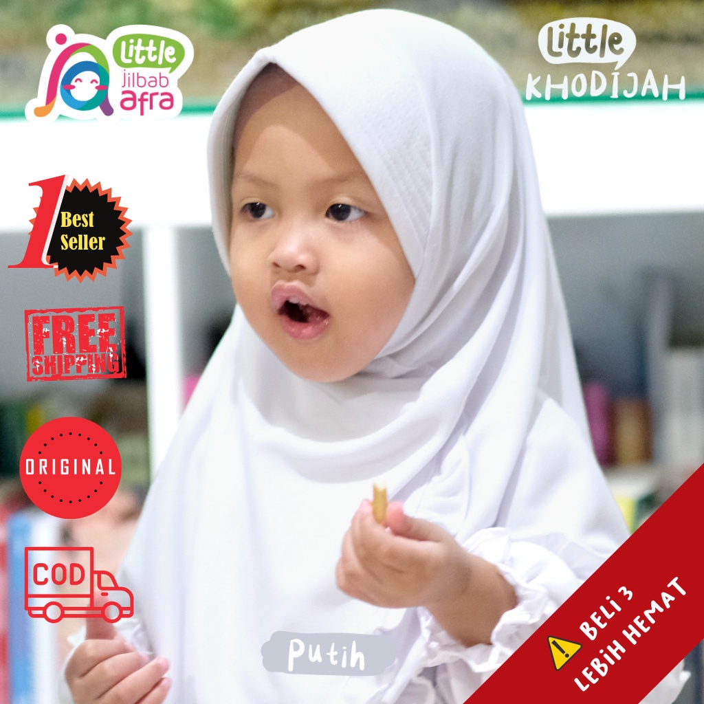 JAS JILBAB ANAK LITTLE KHODIJAH PUTIH JILBAB ARFA BERGO RENDA BAHAN KAOS UNTUK BABY BAYI BALITA ANAK
