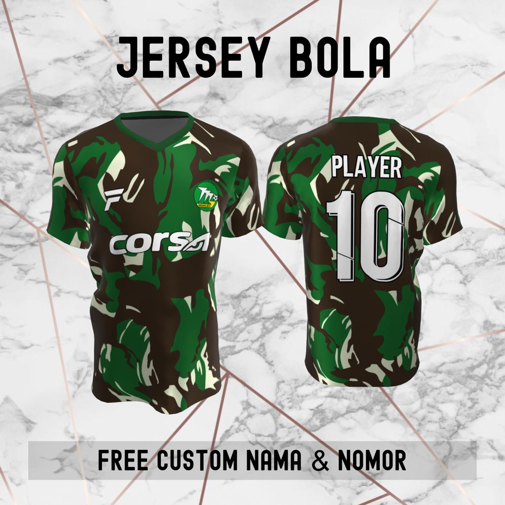 Jersey PS Medan Jaya Loreng Militer Klub Bola Baju Kaos Custom Nama dan Nomor Punggung - 915