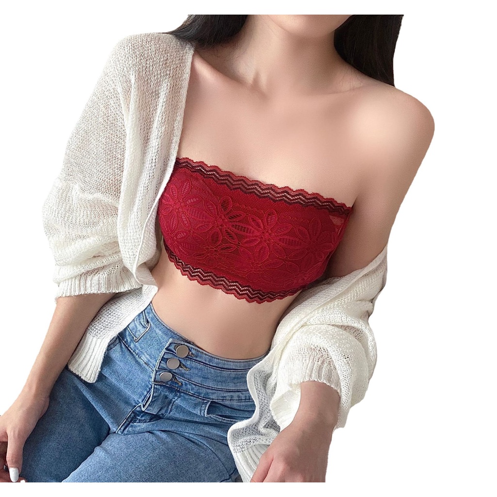 Victoria  Bra Crop Kemben Renda Model Busa Tanpa Tali Crop Top 1065