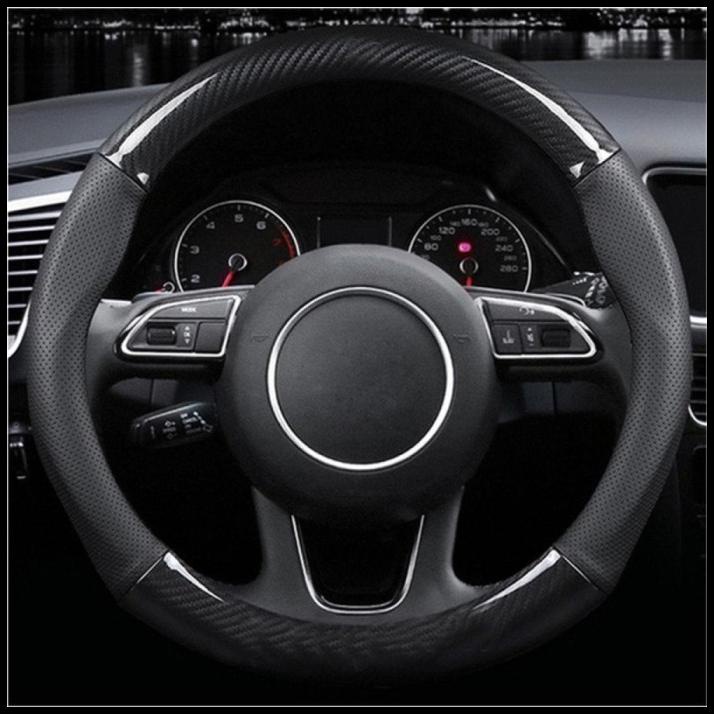 Sarung Stir Kulit Asli Motif Carbon Mobil Mitsubishi Pajero Sport 2021