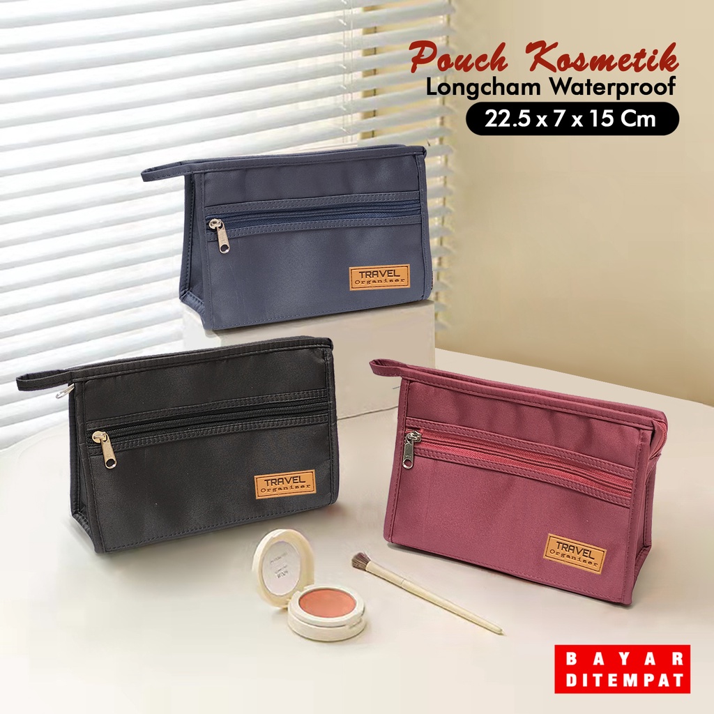 Tas Travel Organizer kosmetik Pouch make up motif polos murah terbaru tas make up lucu pouch make up Waterproof cosmetic bag anti multi fungsi pouch murah