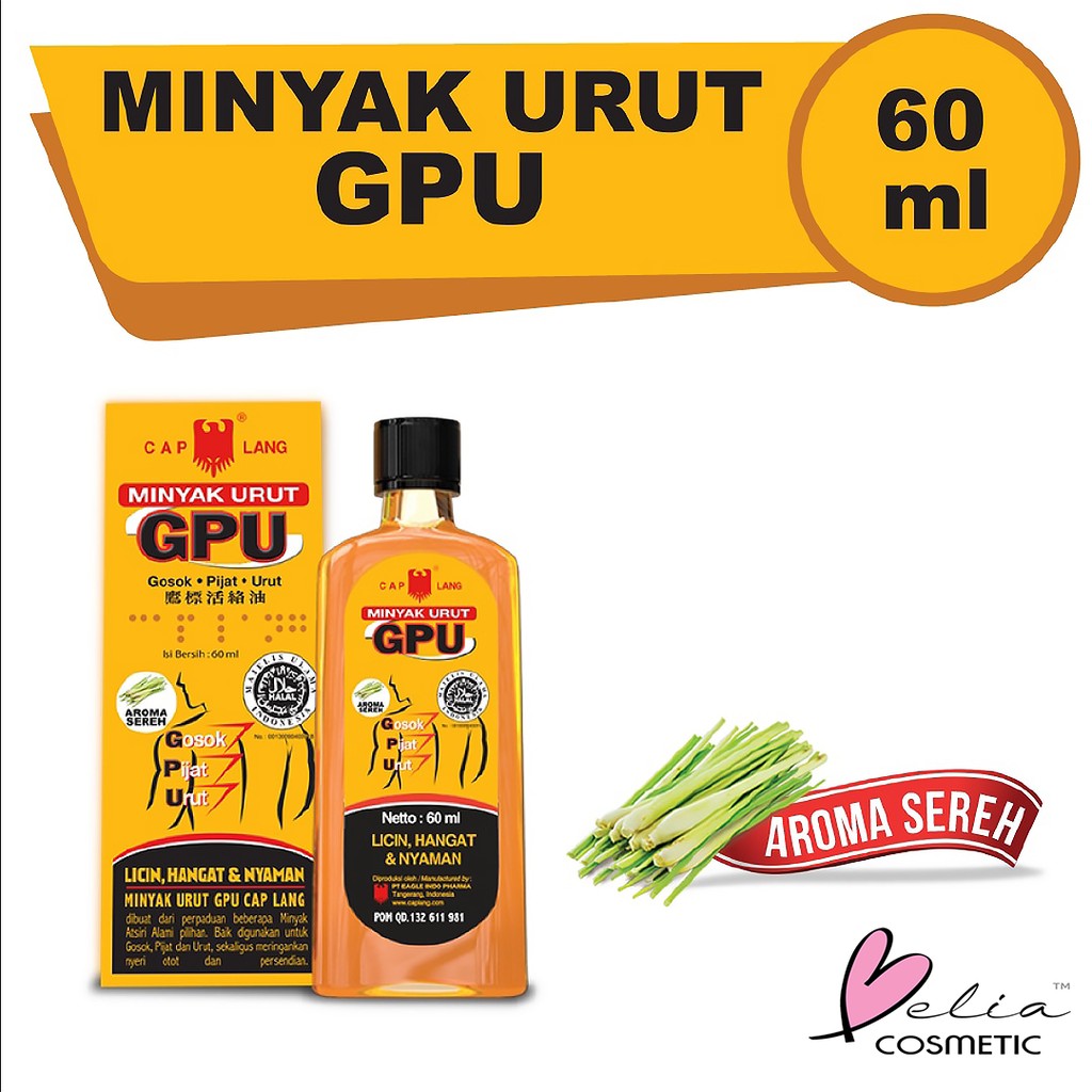 ❤ BELIA ❤ GPU Sereh Minyak Urut 30ml | 60ml Cap Lang