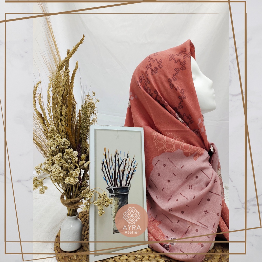 HIJAB SYARI SEGIEMPAT KERUDUNG JUMBO MOTIF JILBAB BESAR KERUDUNG JUMBO LASERCUT 130 cm JILBAB SYAR'I 130cm azzura Aubrey-F Punch