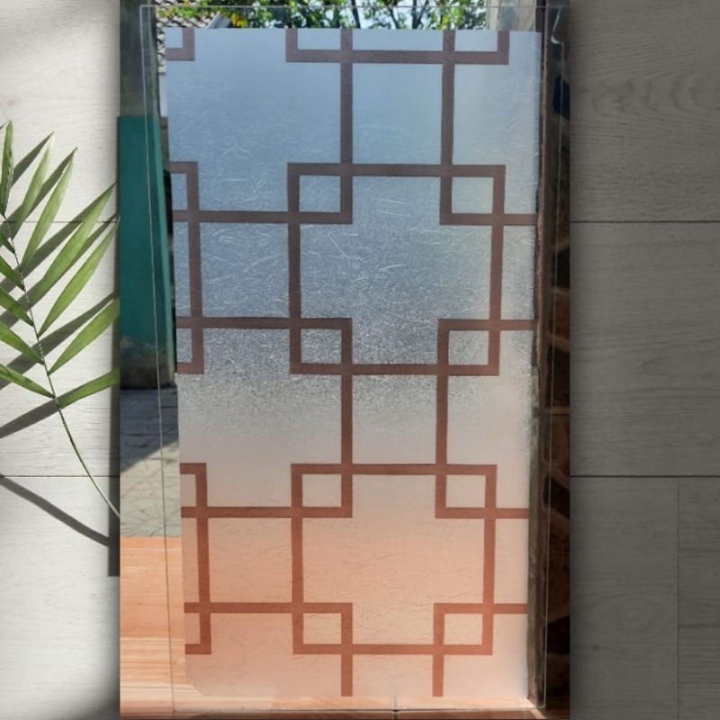 TERMURAH [JUAL RUGI] Stiker Kaca Jendela Motif Kotak List Coklat Minimalis Langsung Tempel