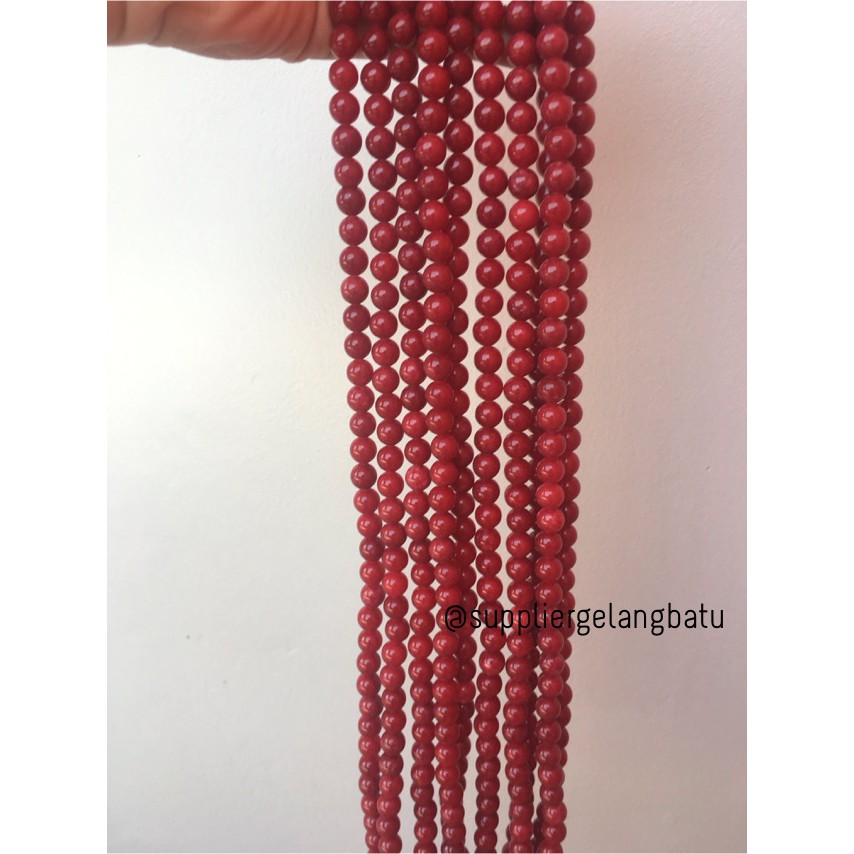 batu red ruby 8mm coral agate merah onyx kilap aksesoris fashion akik aksesoris fashion beads craft