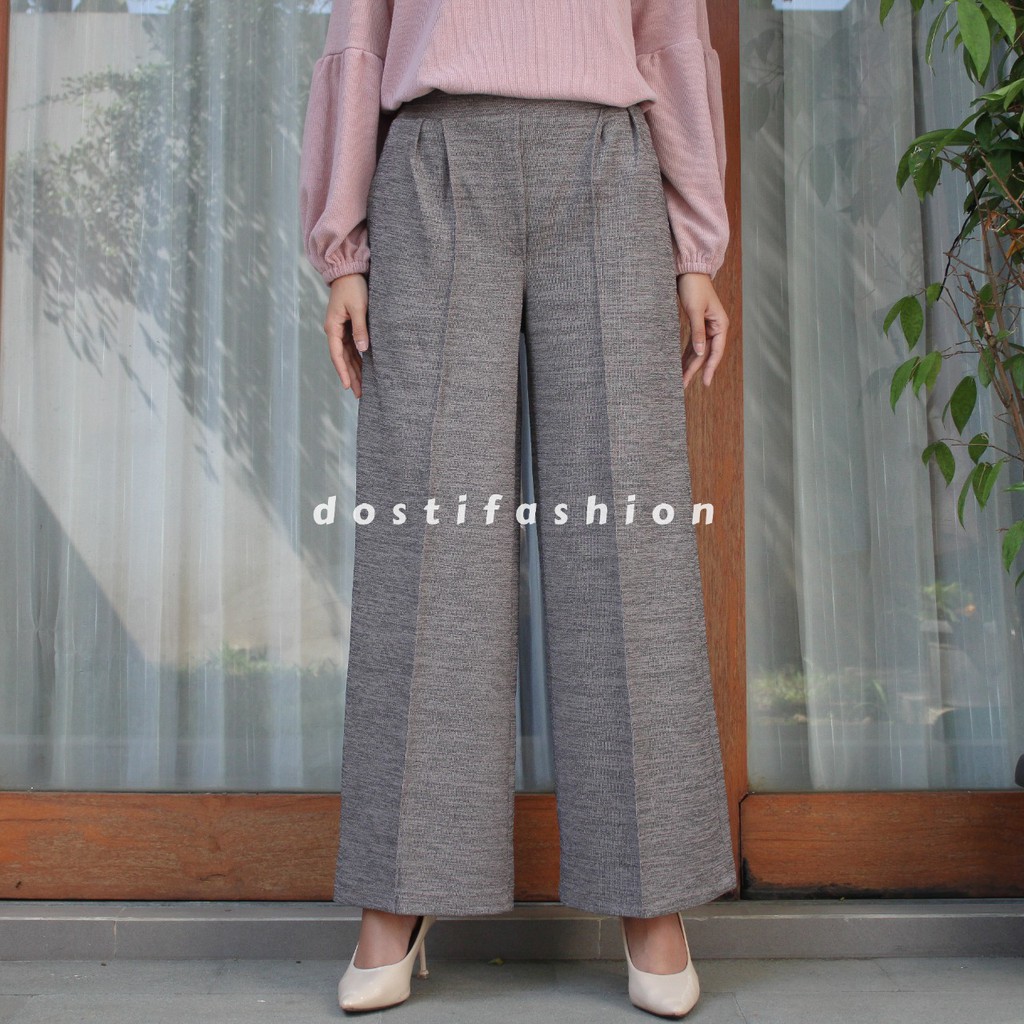 Naya Kulot Panjang Wanita Kerja Kantor Kuliah Sidang Formal Hitam Celana Bahan Kulot-MISTY BLACK