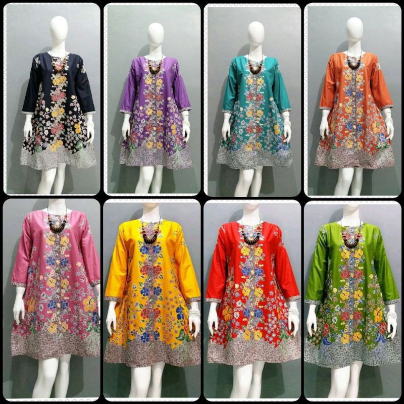 TUNIK BATIK MELATI KERAH BULAT / TUNIK BATIK MELATI MODERN