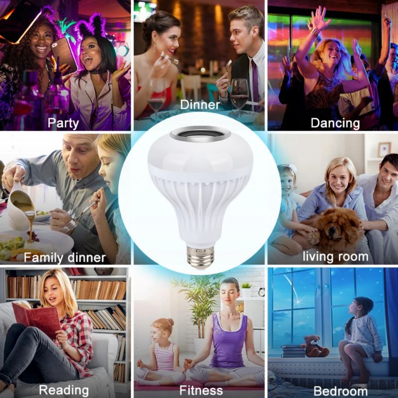 BOHLAM SPEAKER Lampu Bohlam warna warni Speaker Bluetooth wireless LED RGB remote E27 Hias kamar tidur Music disco natal warna warni