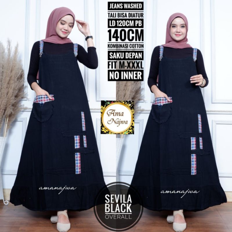 SEVILA OVERALL WANITA JUMBO/ JEANS WASH/ LD 120 PJ 140
