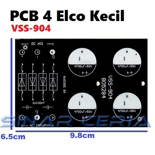 PCB 4 Elco Kecil VSS-904 Power Supply Penyimpan Tegangan