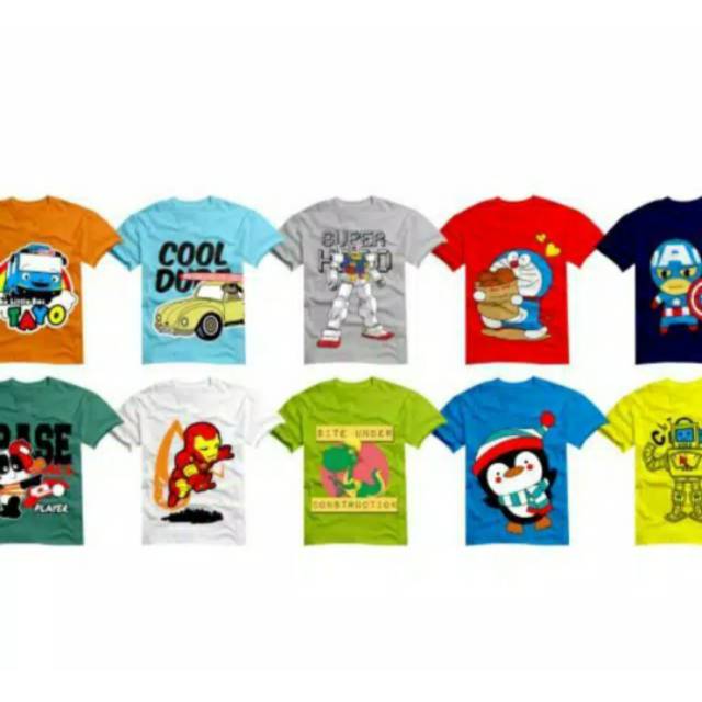 Kaos Anak Cowok Cewek Lucu Kualitas Premium Import Usia 1 2 3 4 5 6 7 8 Tahun Tebaru 2022