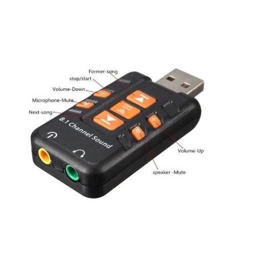 Usb 2.0 soundcard 8.1 channel virtual adapter NB microphone audio headset 12Mbps for pc laptop - Usb2.0 sound card