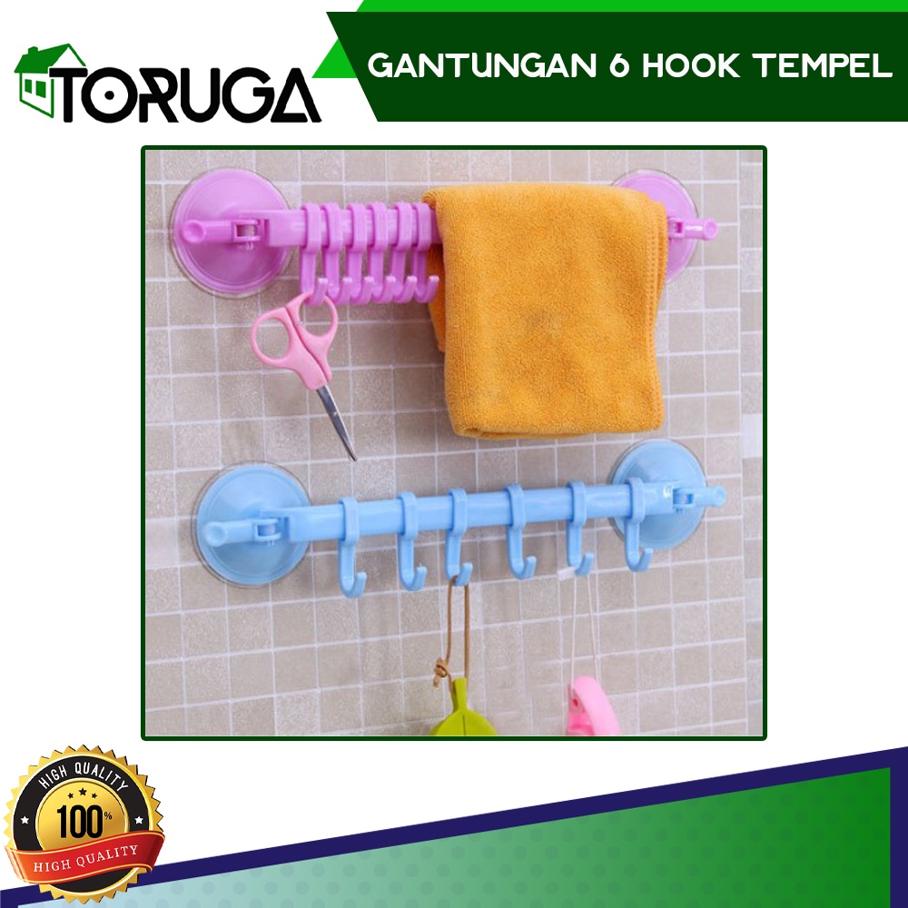 Gantungan Kamar Mandi Kait 6 in 1 Sudut Tempel Hook Suction Gantungan Handuk Vacuum Toilet  Serbaguna