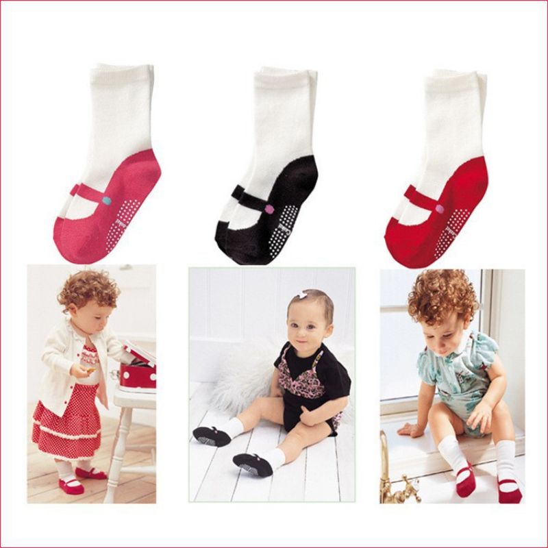 Kaos Kaki Bayi Perempuan Baby Cewek Girl Maryjane Baby Socks Motif Sepatu Merah Pink Hitam