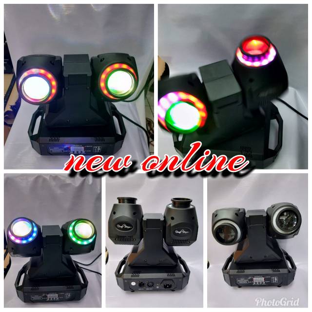 Lampu panggung disco dual beam moving dengan led strip