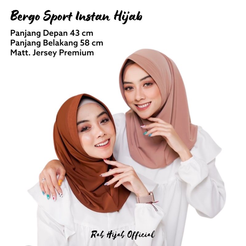 Hijab/Jilbab Bergo Sport Instan Jersey Premium