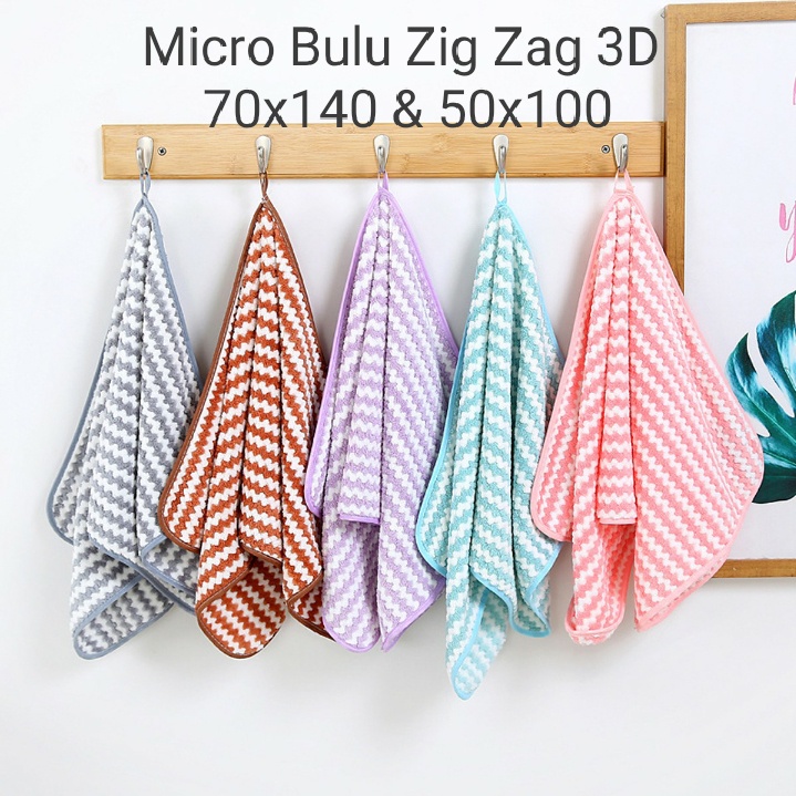 Handuk Mandi Anak &amp; Dewasa Towel JOY LIFE 50x100cm dan 70x140cm motif ZIGZAG