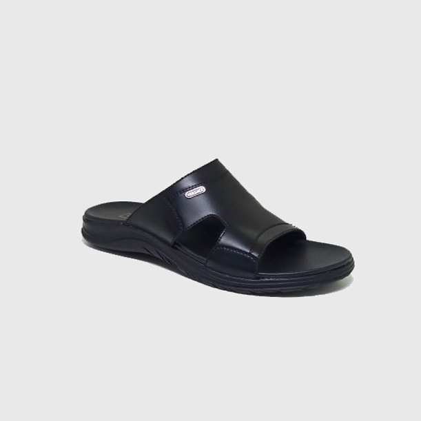 Sandal Selop Kulit Asli / Slide Hitam / Sendal casual Pria Bapak2