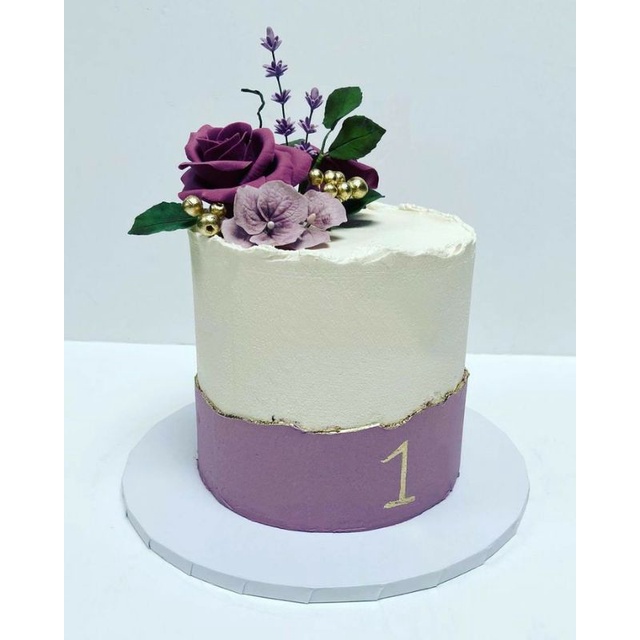 

white purple birthday cake