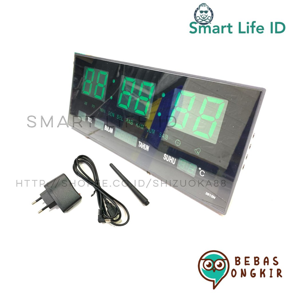 Jam Dinding LED Digital Alarm Clock Jam Meja Dekorasi Hiasan Dinding Rumah XY 3615 Hijau