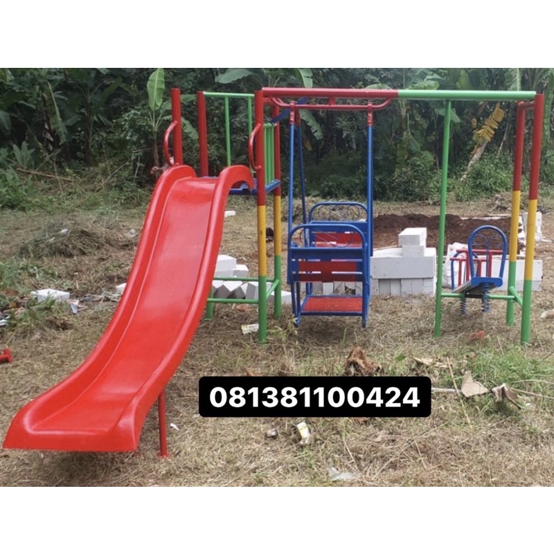 ape luar paud mainan set tiga perosotan ayunan jungkitan free ongkir jkt