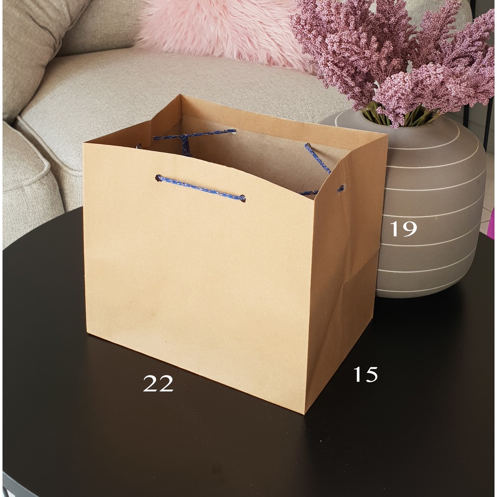 Jual paper bag polos paperbag coklat ukuran 22 x 19 tas kertas R7