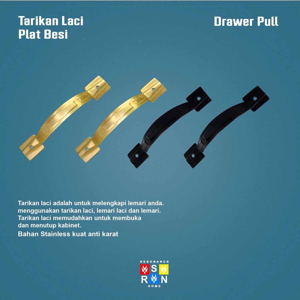 Tarikan Laci Lemari Jendela Plat Besi / Handle Gagang Pintu Drawer Pull Door Knob Resonance Home