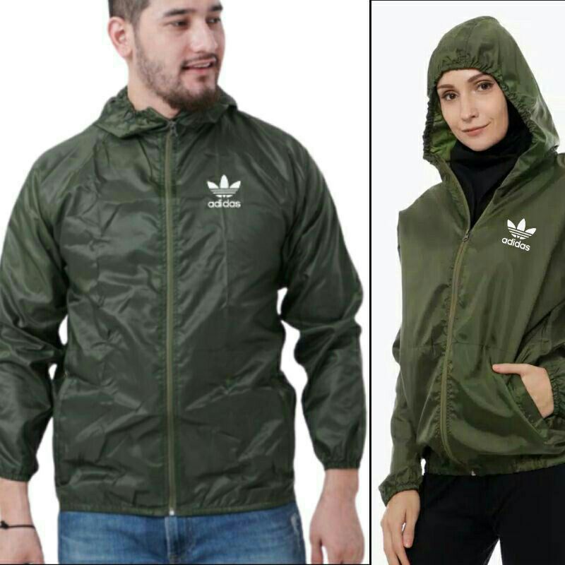 jaket parasut olahraga pria anti air Adidas