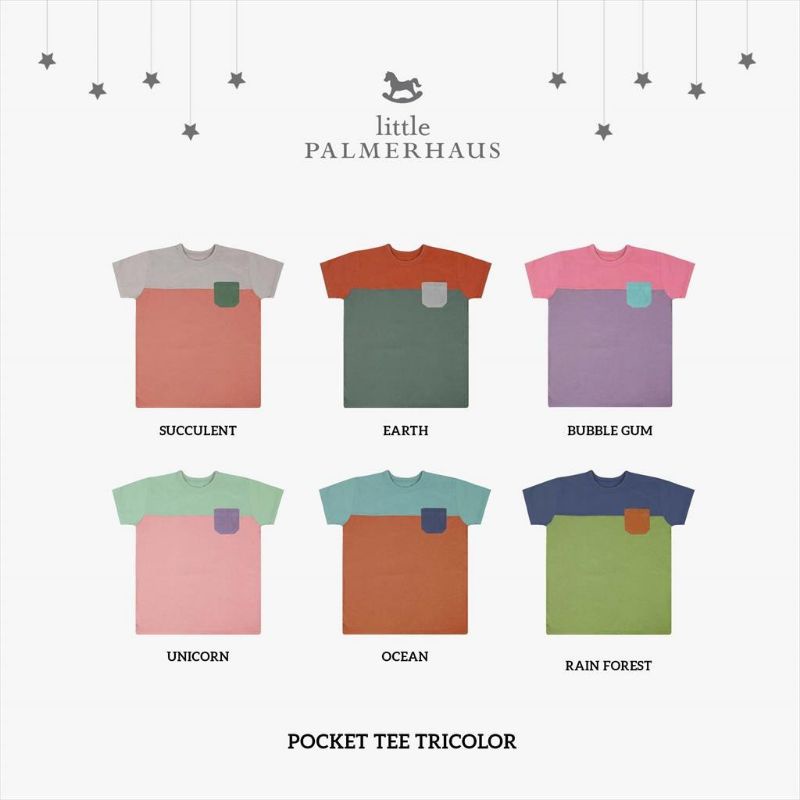 Little Palmerhaus Pocket Tee Tricolor Atasan Kaos Anak 1 2 3 4 5 6 tahun