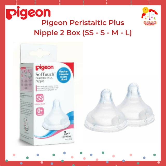 Pigeon Peristaltic Plus Nipple 2 Box (SS - S - M - L)