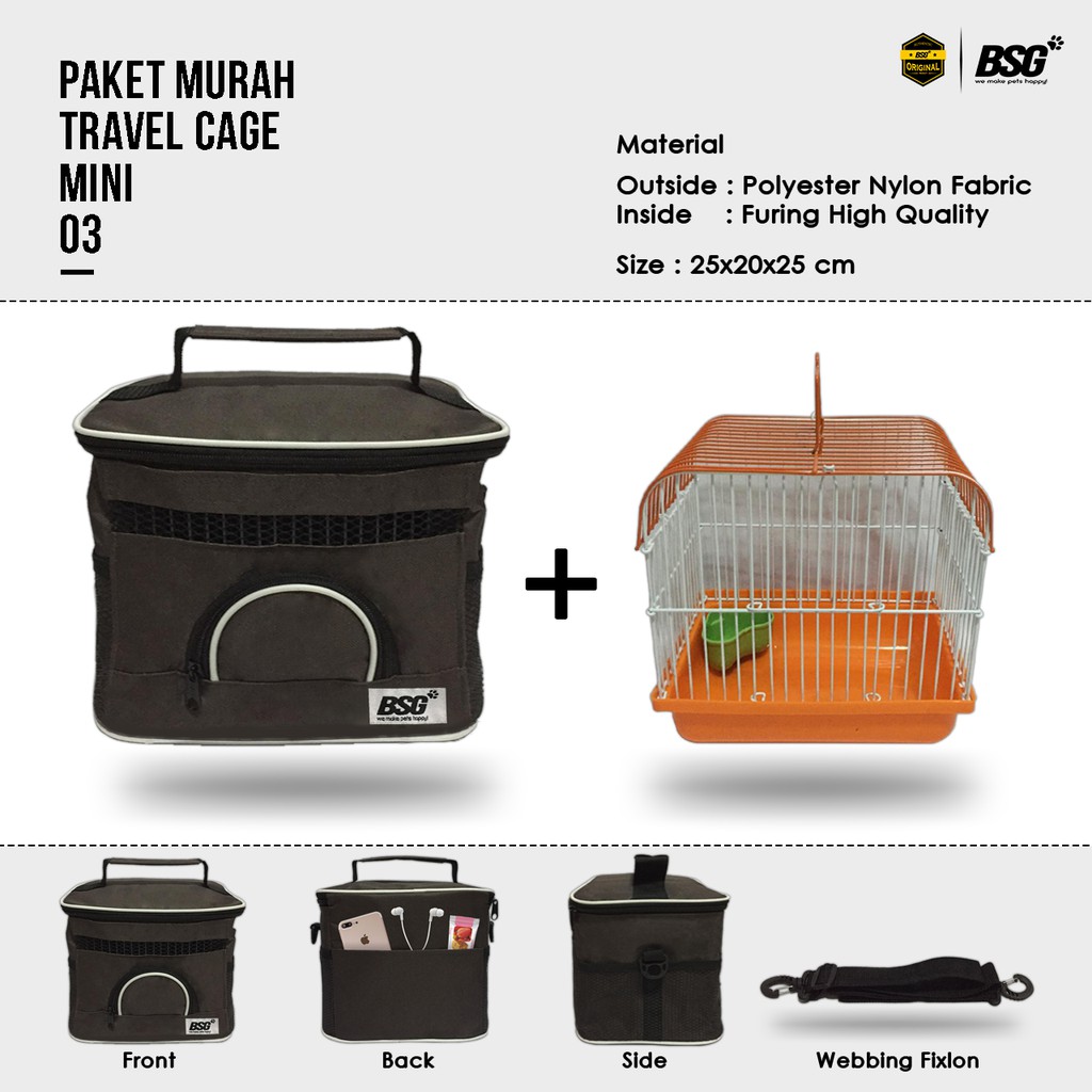 Travel Cage Mini - Tas Kandang Untulan - Burung - Sugar Glider - Hamster - Kelinci - Landak Dll-4