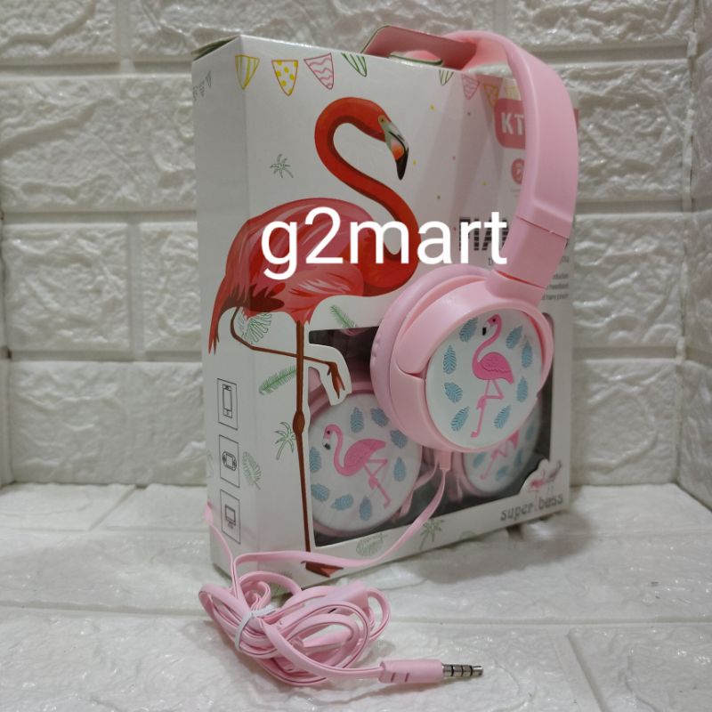 Headphone/headset FLAMINGO super bass Handsfree/ HF bando gaming + mic