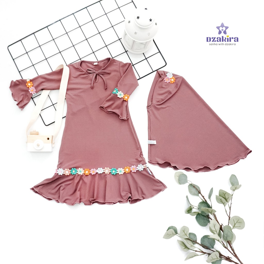 GAMIS BAYI 0-2thn RENDA BUNGA MELATI PELANGI KANAYA PLUM JERSEY TWIST PREMIUM ORIGINAL by DZAKIRA