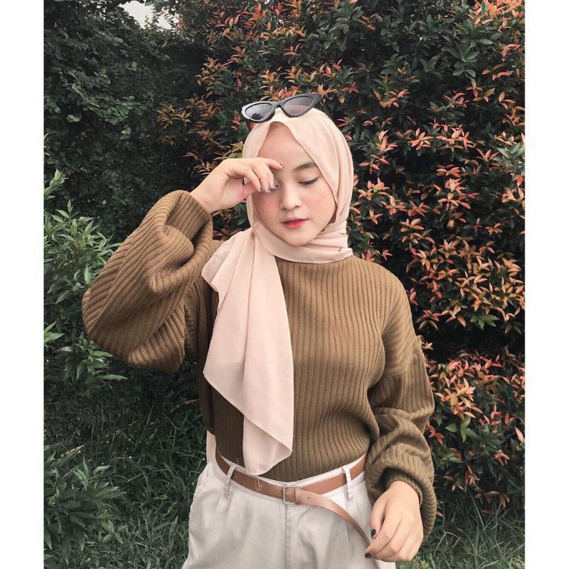 SWEATER RAJUT ARUMI BAYONETA TURTLENECK TANGAN BALON/BLOUSE RAJUT WANITA PREMIUM TEBAL