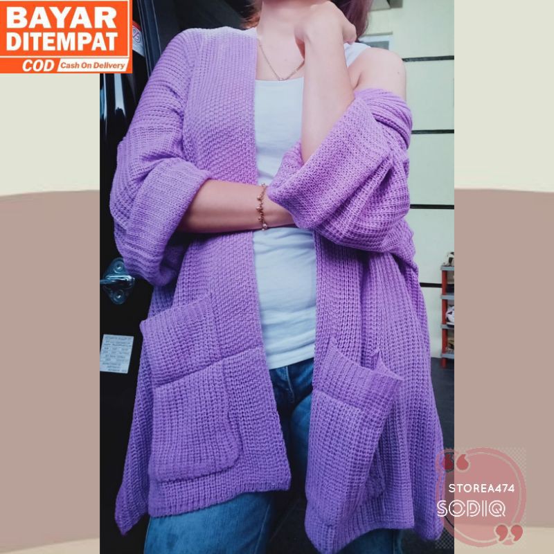 Cardigan Oversized Cardi Outer LOOCY PREMIUM Rajut Tebal Cardy Oversize Lavella Wanita