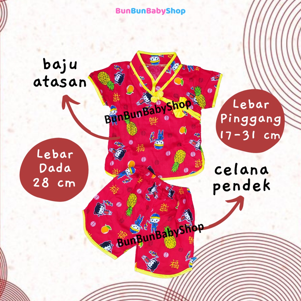 Setelan Baju Cina Bayi Anak Laki Celana Baby Girl Boy Chinese Style Perlengkapan New Born BunBunBaby