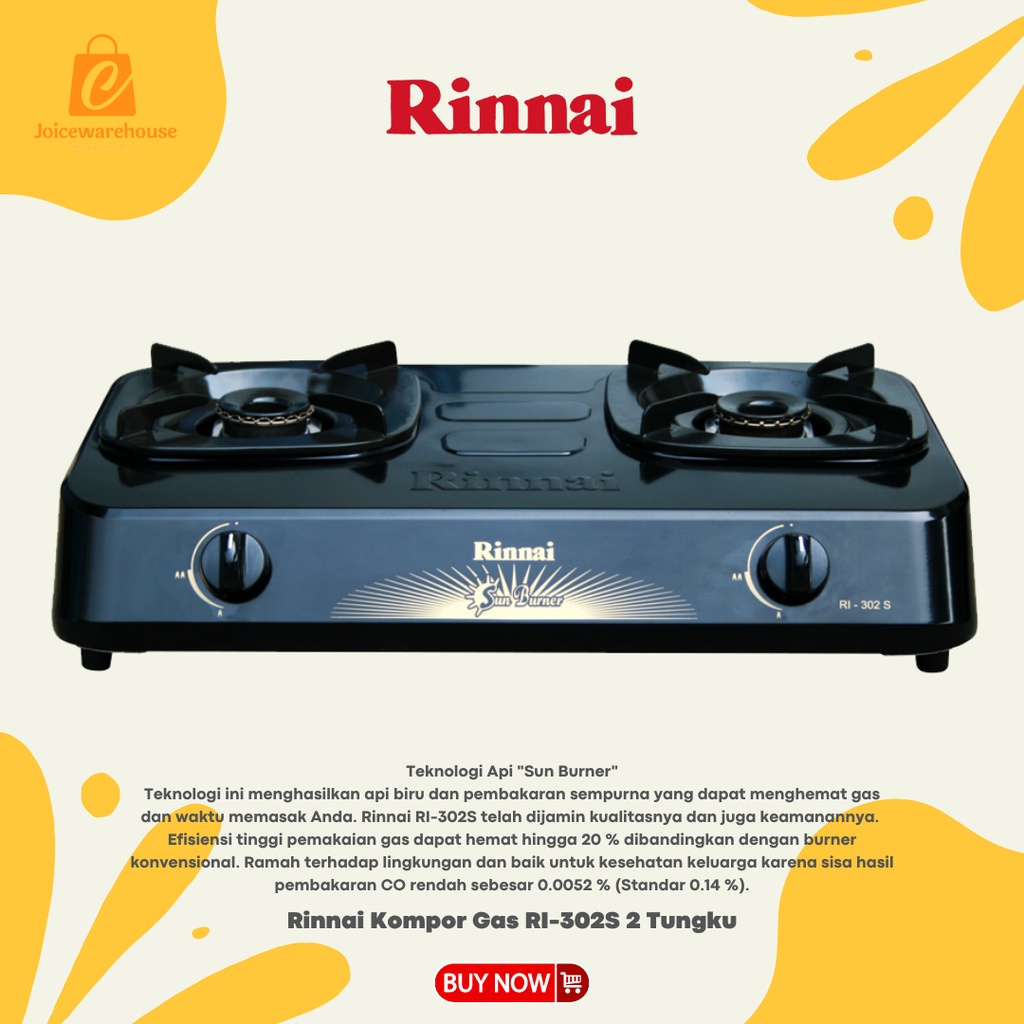 Rinnai Kompor Gas RI-302S 2 Tungku RI 302 S