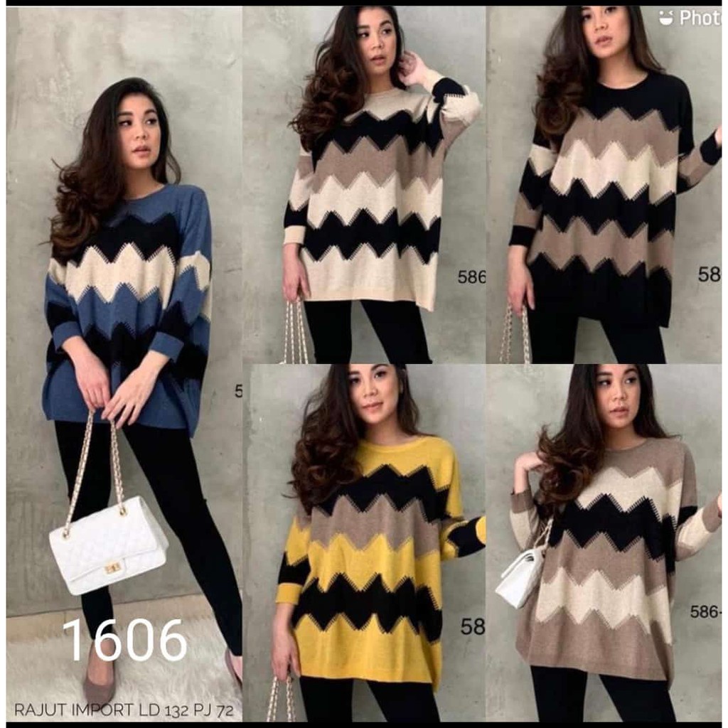 Share: atasan big size jumbo wanita rajutan import